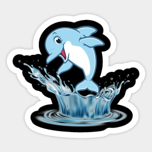 Dolphin dancing in water Sticker